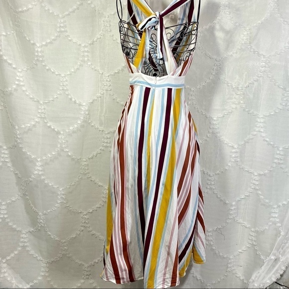 Zara Multicolor stripped halter neck midi length dress size XS - Picture 7 of 7
